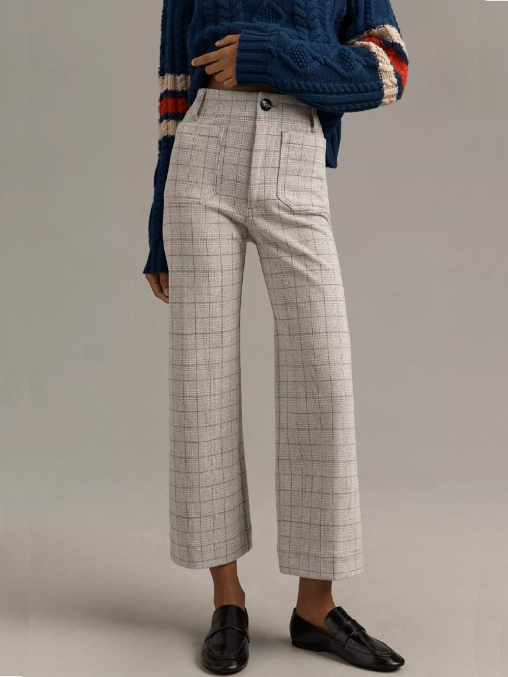 Anthropologie Maeve Colette Knit Plaid Crop Wide-Leg Pants 25